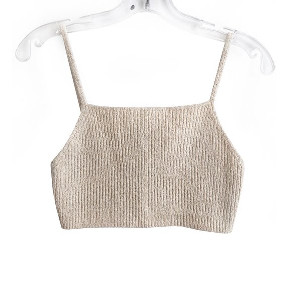 Zara Tops - Zara cream ribbed textured square neck crop top